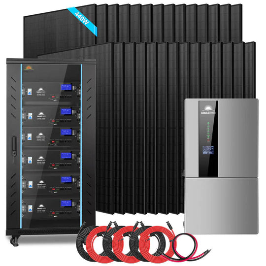 SunGold Power Hybrid Solar Kit 11.4KW 48V Split Phase 30.72KWH Lithium Battery 28 X 440 Watt Solar