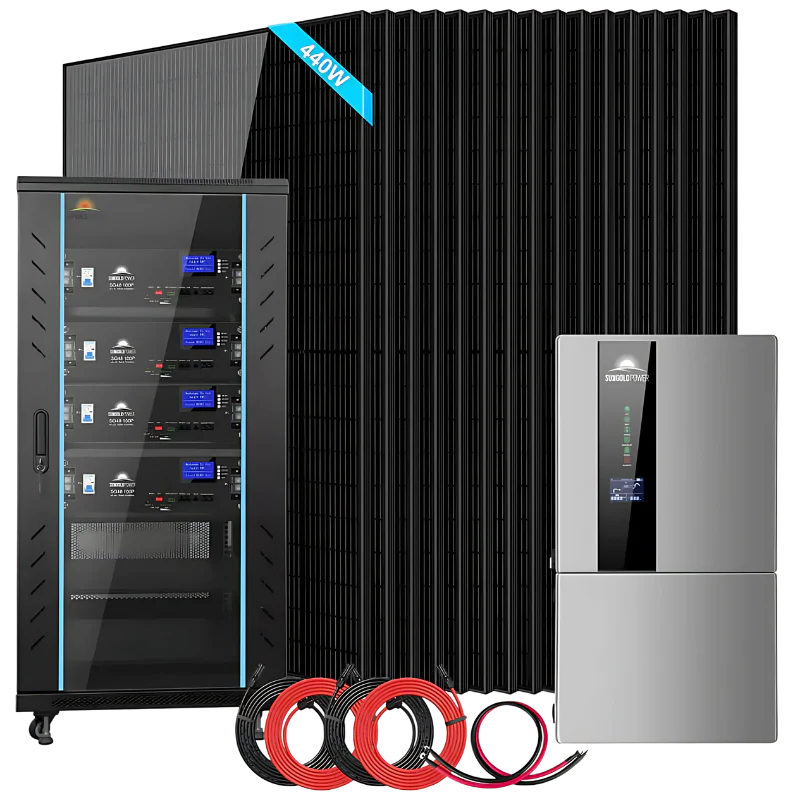 SunGold Power Hybrid Solar Kit 11.4KW 48V Split Phase 20.48KWH Lithium Battery 16 X 440 Watt Solar Panel