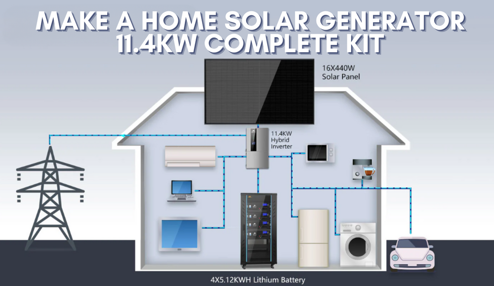 SunGold Power Hybrid Solar Kit 11.4KW 48V Split Phase 20.48KWH Lithium Battery 16 X 440 Watt Solar Panel