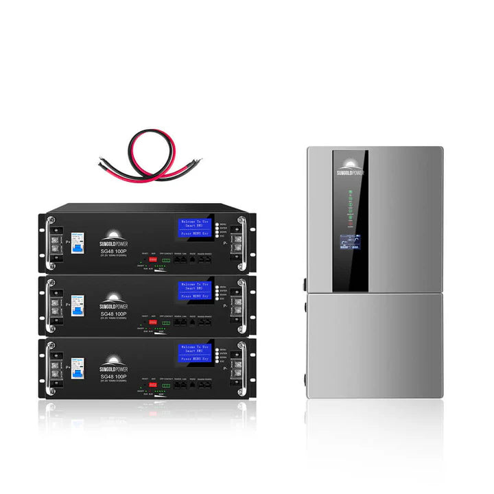 Sungold Power Hybrid Solar Kit 7.6KW 48V Split Phase 15.36KWH Lithium Battery Without Solar Panels