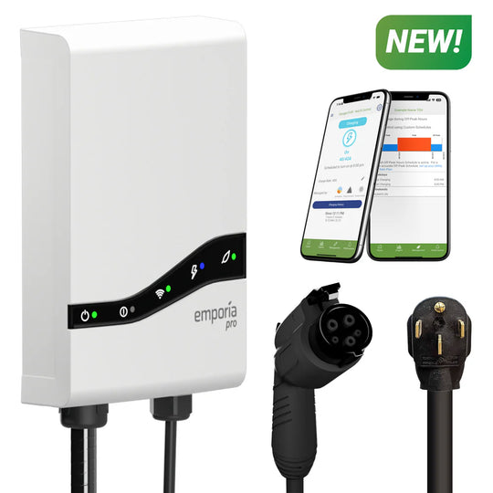 Emporia Pro Level 2 EV Charger (White) -NEMA 14-50 - J1772 connector