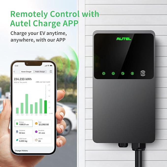 AUTEL MaxiCharger AC Elite 50A Level 2 EV Charger – Hardwired, J1772 (Separate Holster)