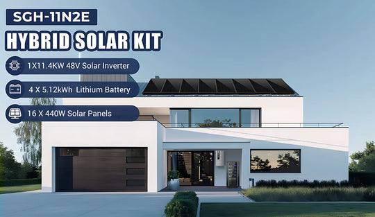 SunGold Power Hybrid Solar Kit 11.4KW 48V Split Phase 20.48KWH Lithium Battery 16 X 440 Watt Solar Panel