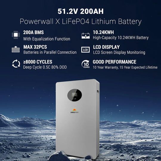 SunGoldPower- Powerwall X LITHIUM BATTERY 51.2V 200AH