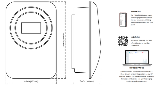 EVBOLT Dyno 11 – 11.5 kW Level 2 Charger w/ LAN &  Wi-Fi Connectivity w/ J1772