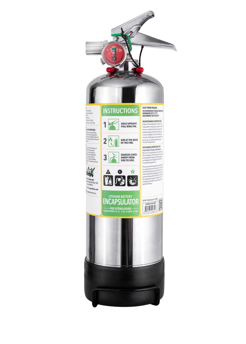 E-FireX 2 Liter Lithium Battery Fire Extinguisher – Advanced Encapsulator Technology with Eco-Friendly, Non-Toxic, and Non-Conductive Agent