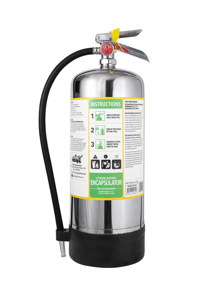 E-FireX 6 Liter Lithium Battery Fire Extinguisher – Advanced Encapsulator Technology with Eco-Friendly, Non-Toxic, and Non-Conductive Agent