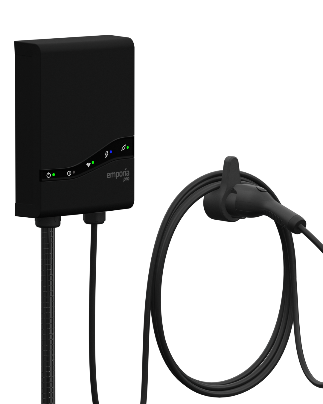 Emporia Pro Level 2 EV Charger (Black) - Hardwired w/ J1772 connector