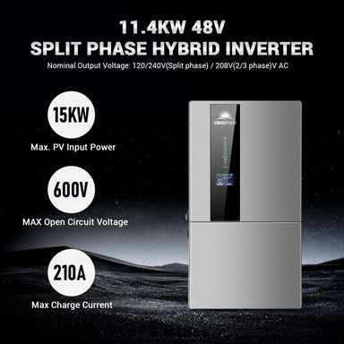 SunGold Power Hybrid Solar Kit 11.4KW 48V Split Phase 20.48KWH Lithium Battery 16 X 440 Watt Solar Panel