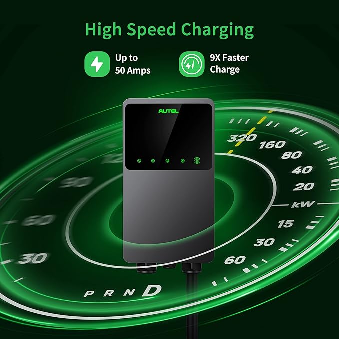 AUTEL MaxiCharger AC Elite 50A Level 2 EV Charger – Hardwired, J1772 (Separate Holster)