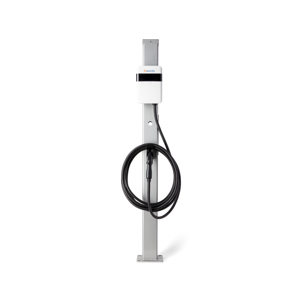 LiteOn Level 2 EV Charger Bundle – 4× 48A Chargers with (2) 6-ft Pedestals Dual Mounted, (4)25-ft Charging Cables + 1-Year PowerFlex