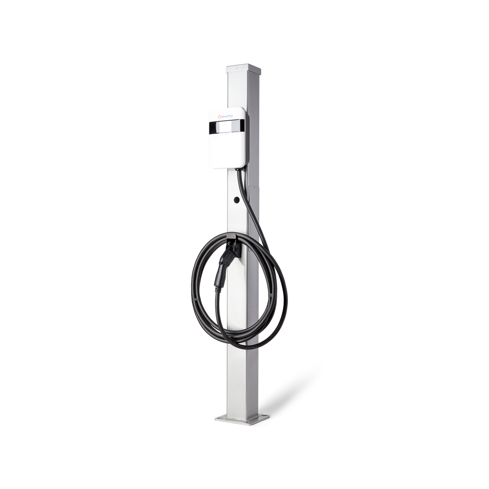 LiteOn Level 2 EV Charger Bundle – 4× 48A Single-Port w/ POS, 25-ft Cables, 4× 6-ft Pedestals + 1Yr PowerFlex