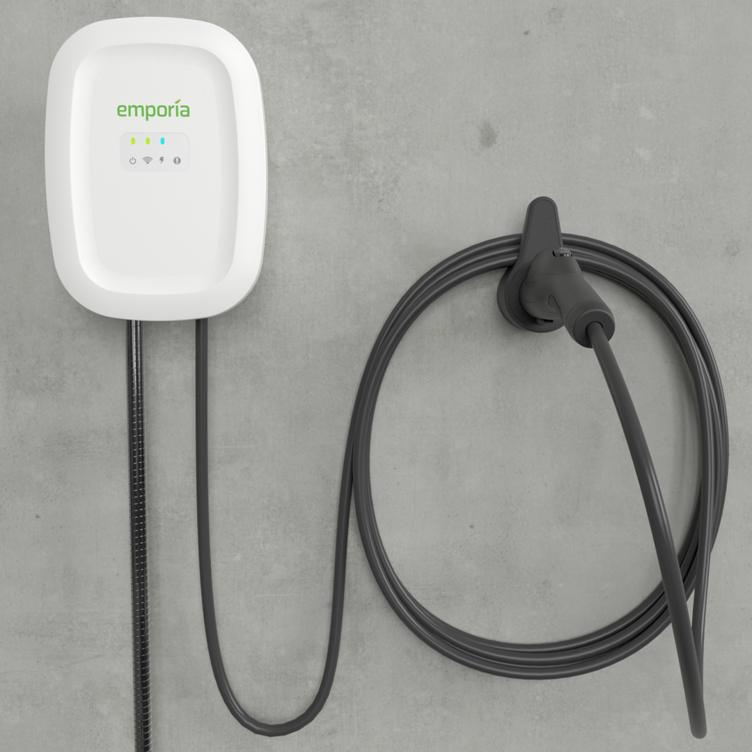 Emporia Level 2 EV Charger (White) 48A – Hardwired w/ J1772 connector